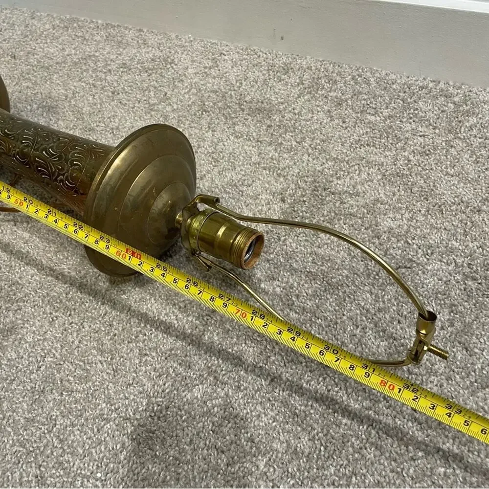 Vintage | Soild Brass Tall Etched Bohemian Boho Lamp MCM Stunning Working Light